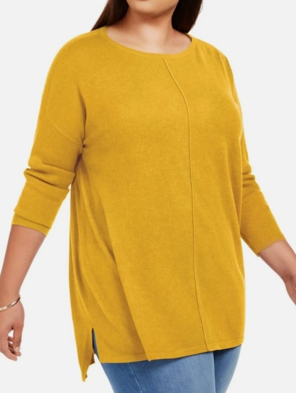 Style & Co Mustard Yellow Knit Tunic Sweater